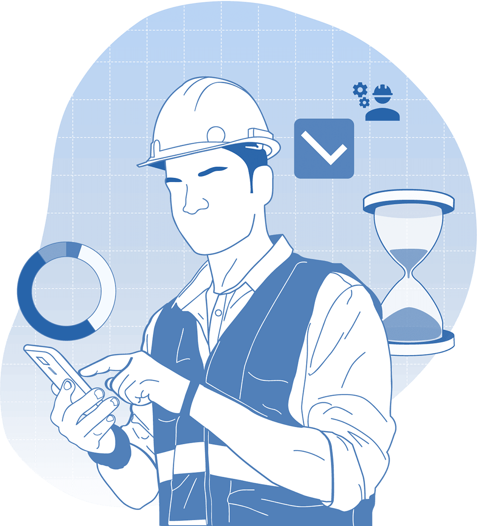 worker using safety inspection app illustration