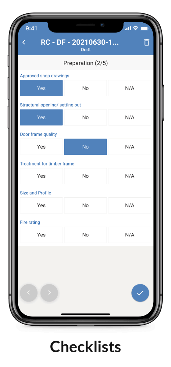 Mobile app for managing digital quality inspection forms
