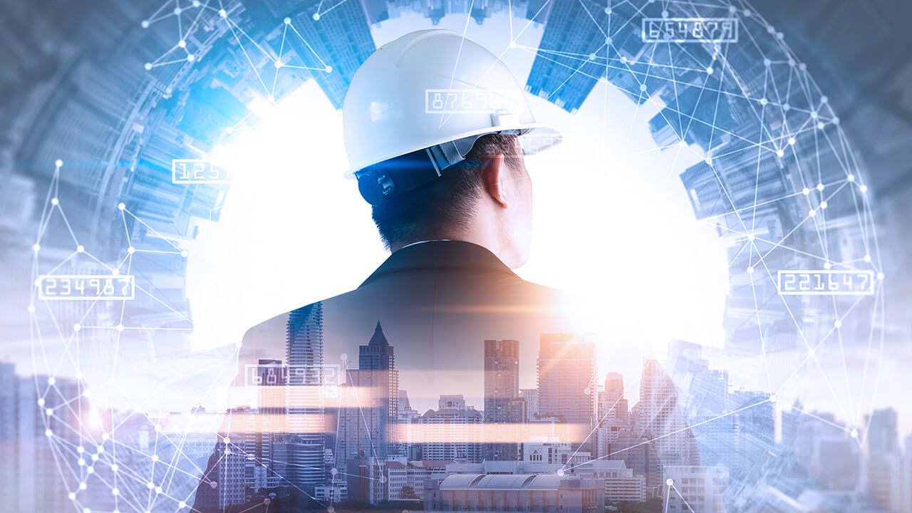 construction manager using AI on site