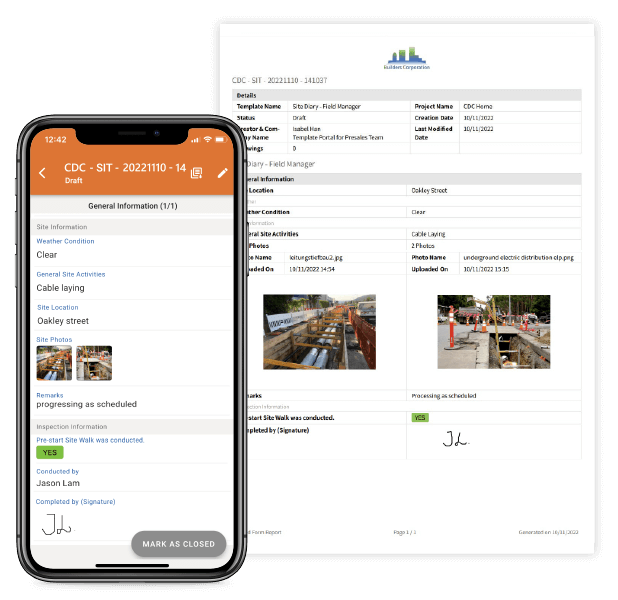 Construction site diary app Custom site diary app