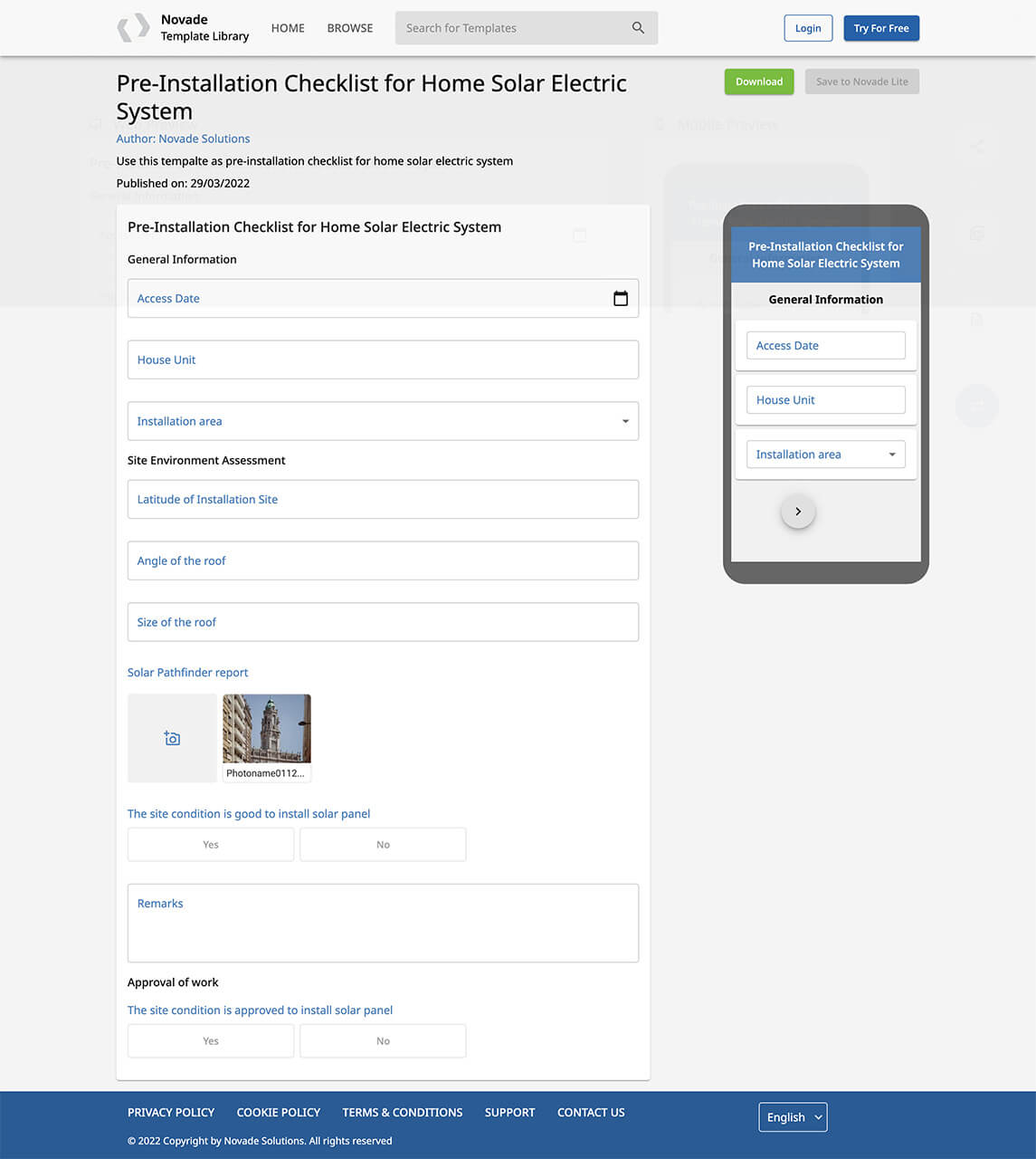Novade-Lite-template_pre-installation-checklist-for-home-solar-electric-system