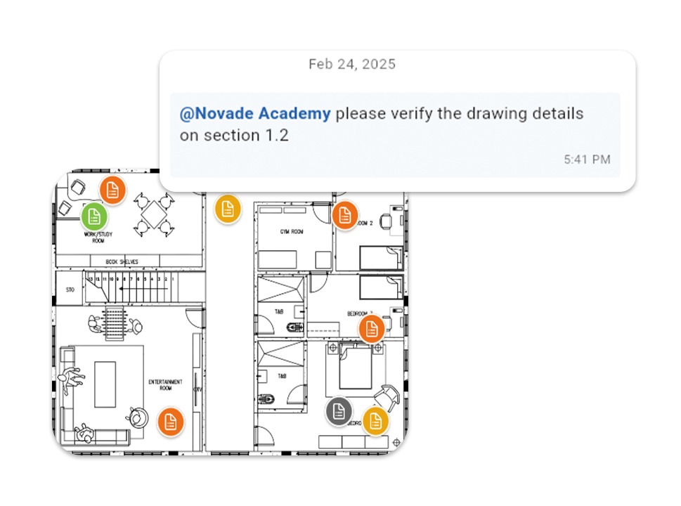 Real-time collaboration to mark up and annotate construction drawings for project stakeholders