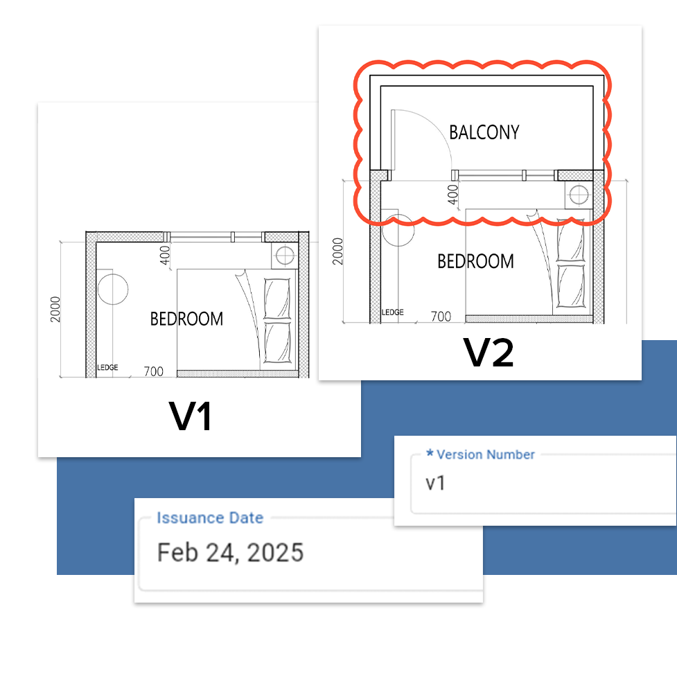 Version control for managing drawings to ensure teams work on the latest version in construction projects